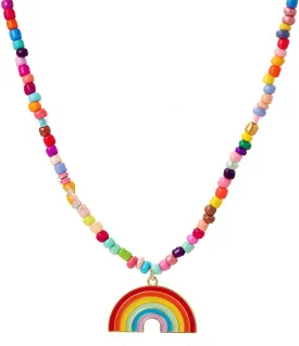 Colorful Rainbow Beaded Necklace Boho Charm Enamel Rainbow LGBTQ Gay Pride Pendant Necklace for Unisex Men Women Lesbian Gay Bisexual Transgender Themed Party Birthday Fashion Jewelry Gifts