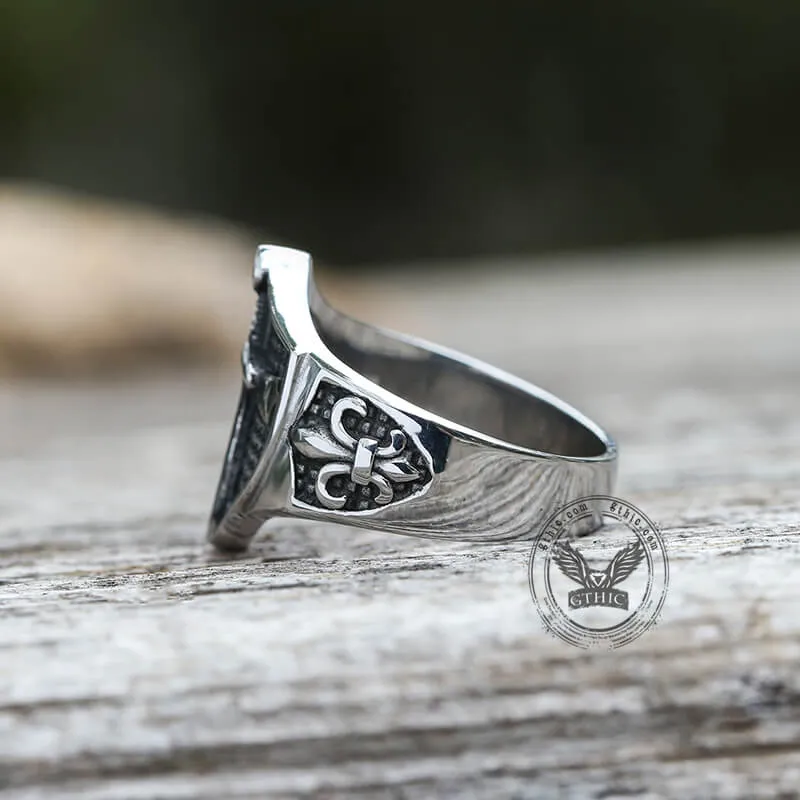 Cross Shield Fleury Stainless Steel Ring