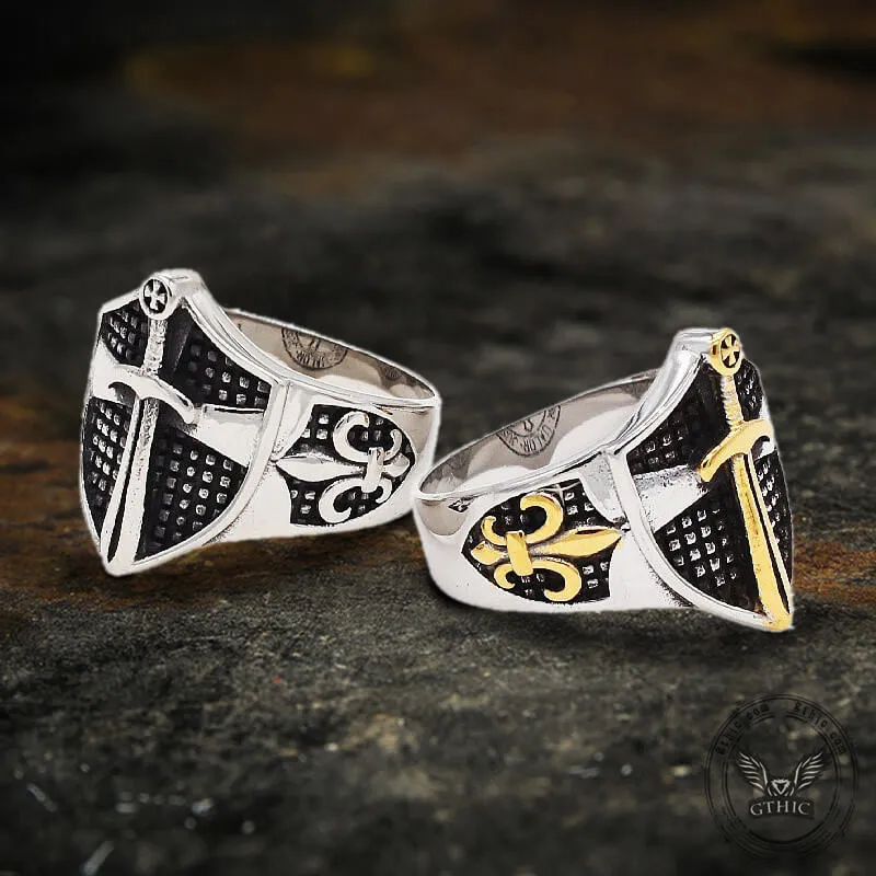 Cross Shield Fleury Stainless Steel Ring
