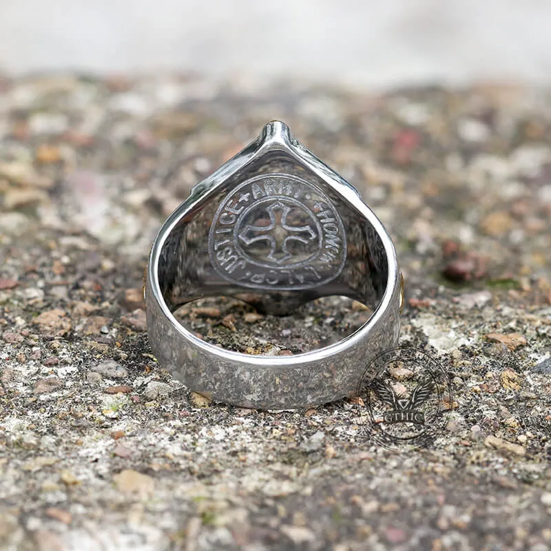 Cross Shield Fleury Stainless Steel Ring