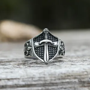 Cross Shield Fleury Stainless Steel Ring