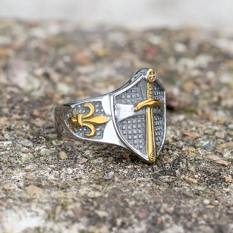 Cross Shield Fleury Stainless Steel Ring
