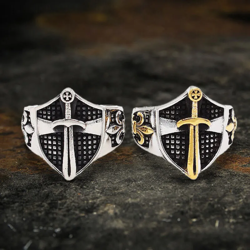 Cross Shield Fleury Stainless Steel Ring