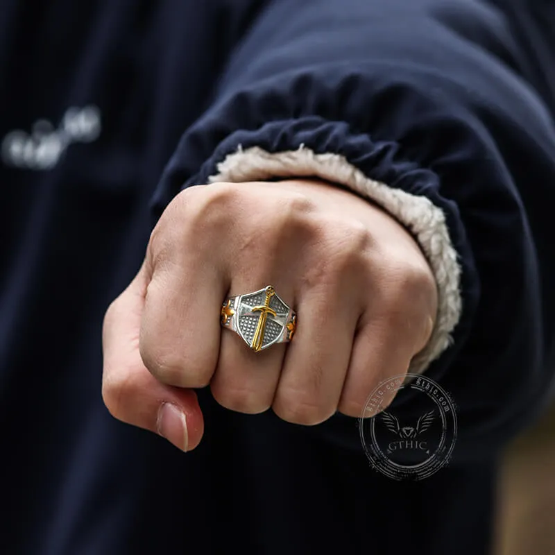 Cross Shield Fleury Stainless Steel Ring