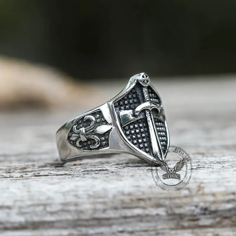 Cross Shield Fleury Stainless Steel Ring