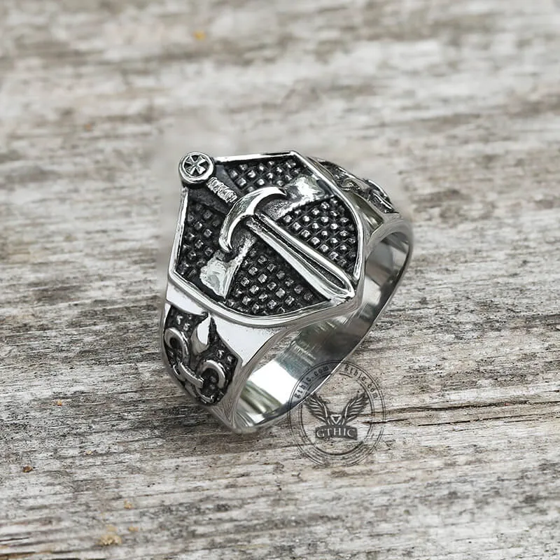 Cross Shield Fleury Stainless Steel Ring