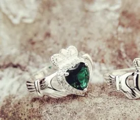 Crystal Heart Claddagh Ring