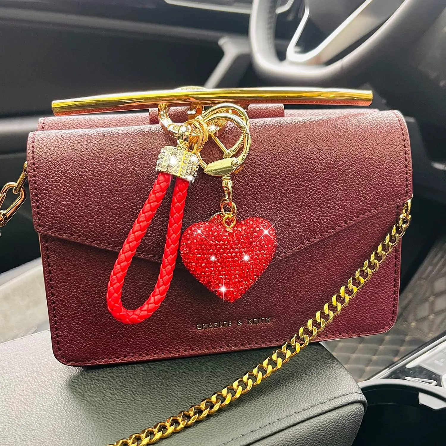 Crystal Keychain for Women with Sparkly Rhinestones Heart Shape, Pretty Key Chains for Women Girls Gifts