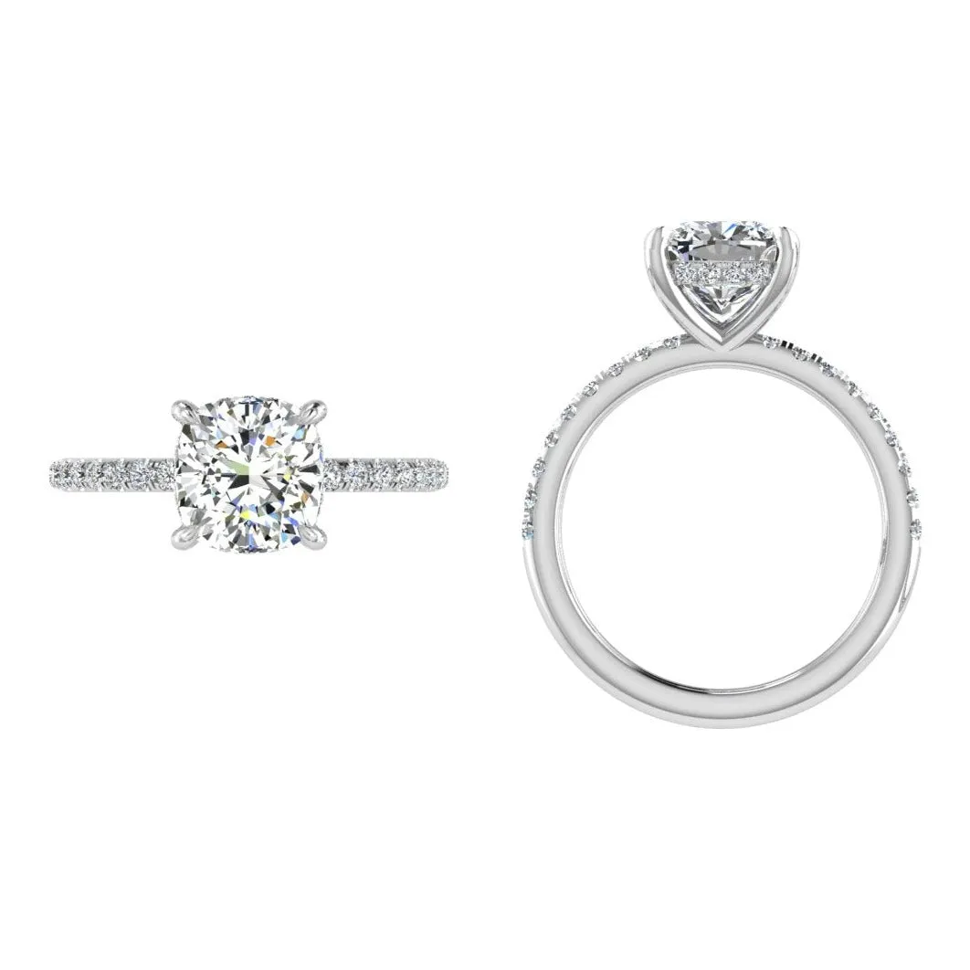 Cushion Diamond Pave Engagement Ring