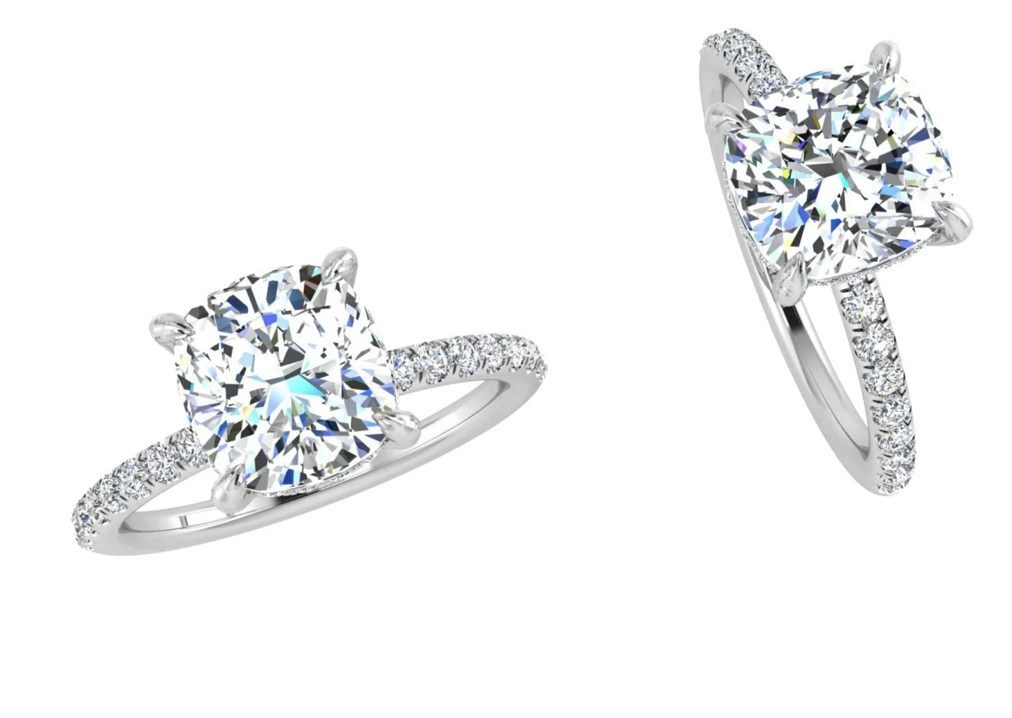 Cushion Diamond Pave Engagement Ring