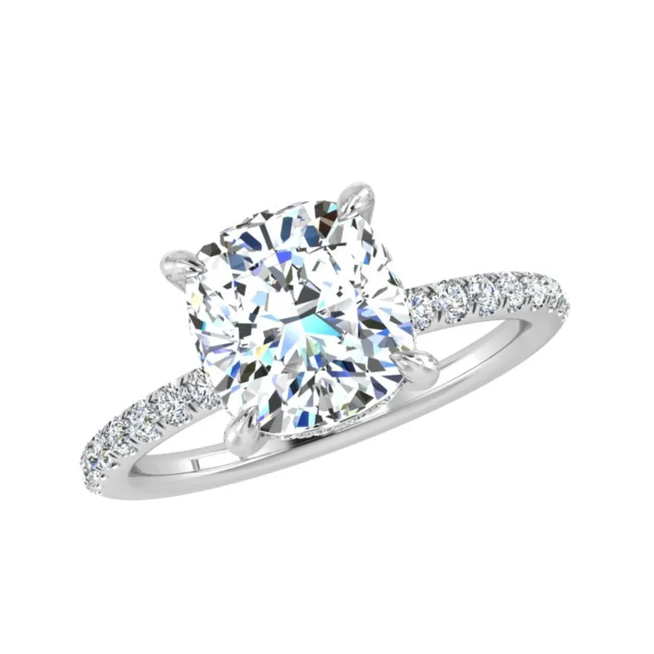 Cushion Diamond Pave Engagement Ring