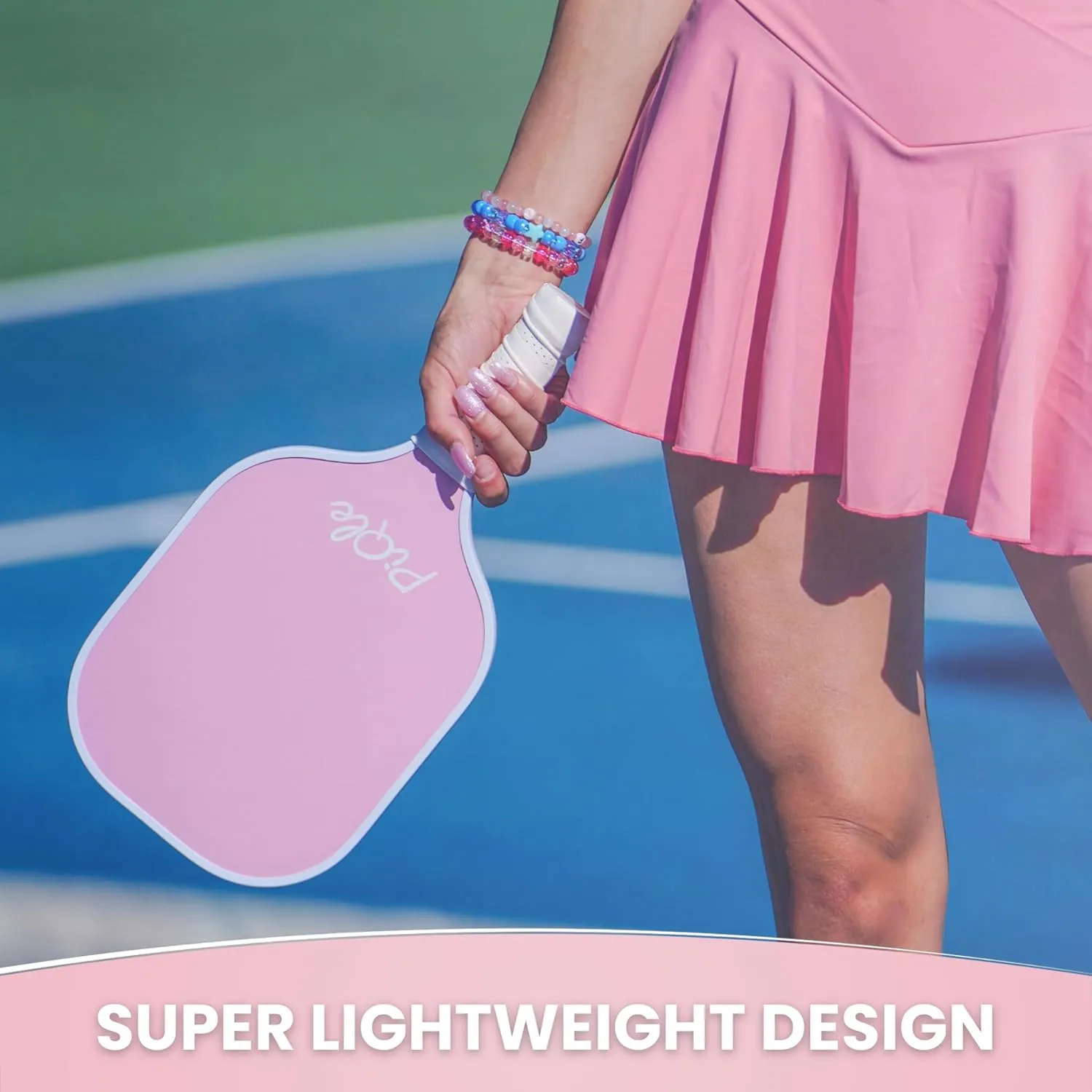 Cute Pink Pickleball Paddle | Fiberglass Surface Pickleball Racket with Comfort Cushion Grip | Lightweight Ideal for Beginners | Pickleball Gifts for Women