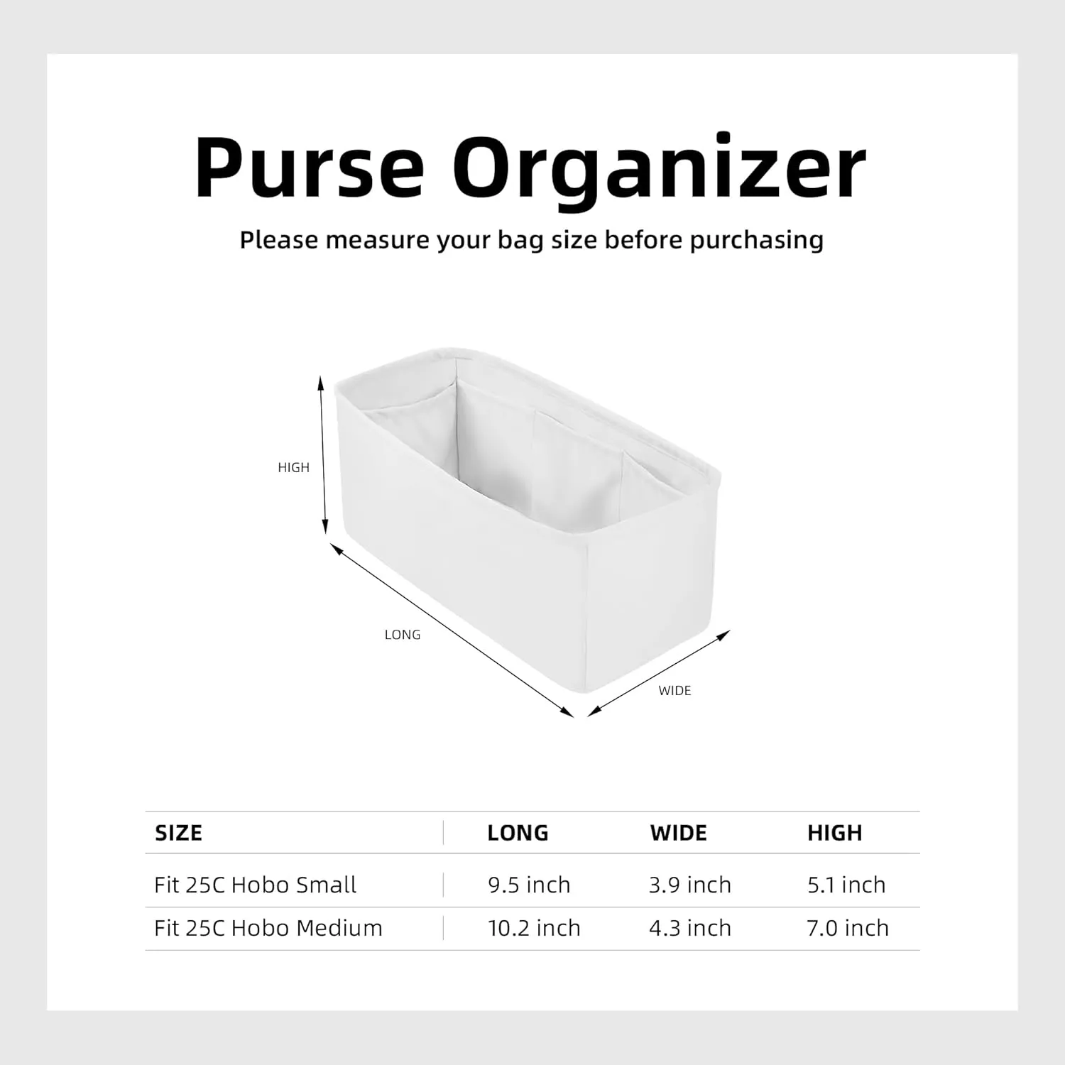 DGAZ Silk Purse Organizer Insert Fits Chanel 25C Hobo BagsSilky Smooth Bag OrganizerLuxury Handbag & Tote Shaper(Mushroom,Small)