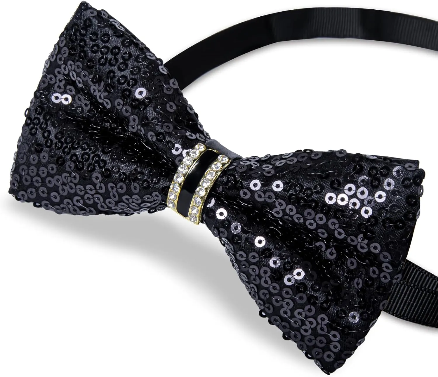 DiBanGu Sequin Bowtie for Men Solid Adjustable Pre-tied Bow Tie & Pocket Square Cufflinks Set for Party Wedding Shiny Bowtie