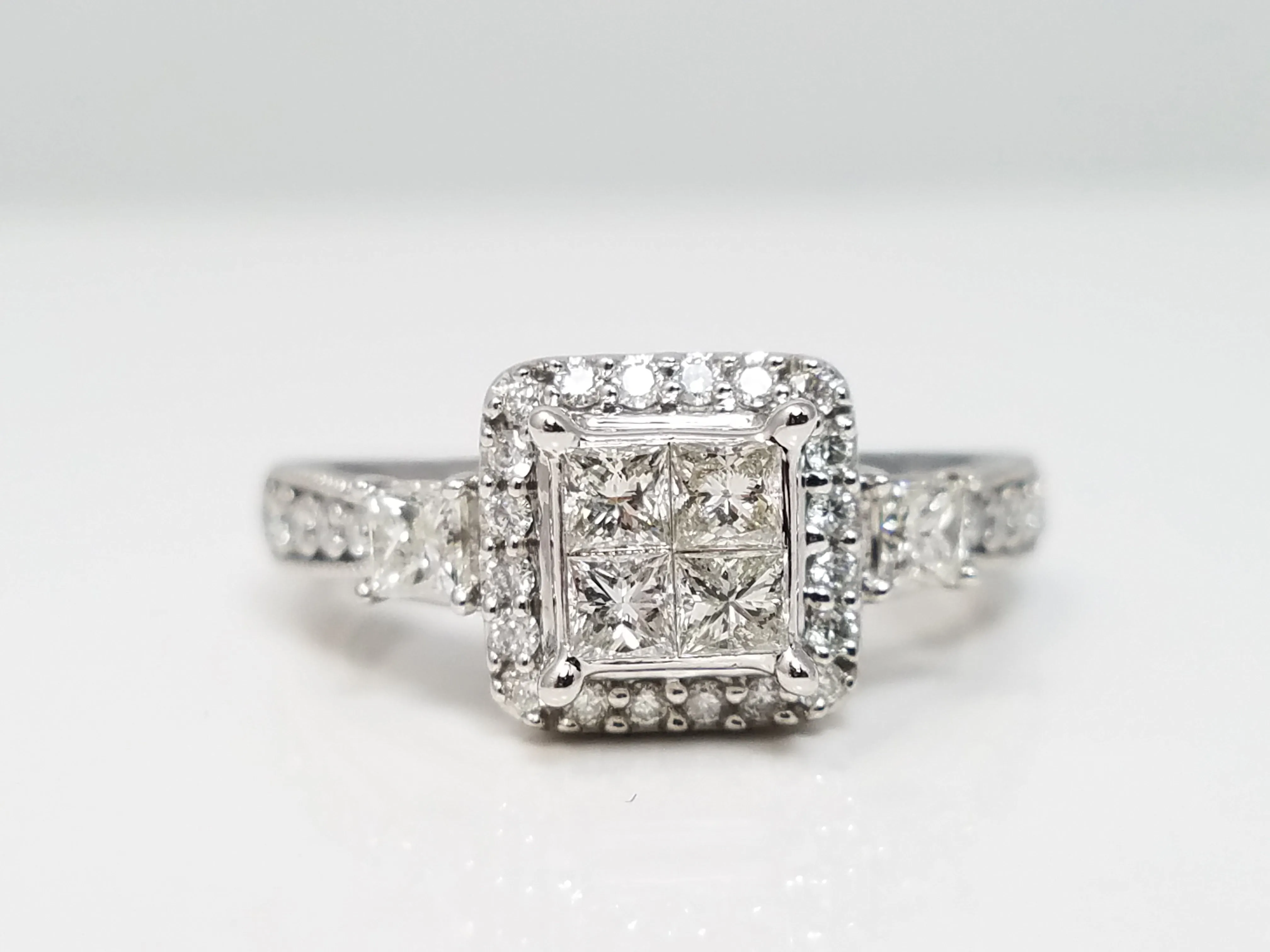 Elegant 10k White Gold Natural Diamond Engagement Ring
