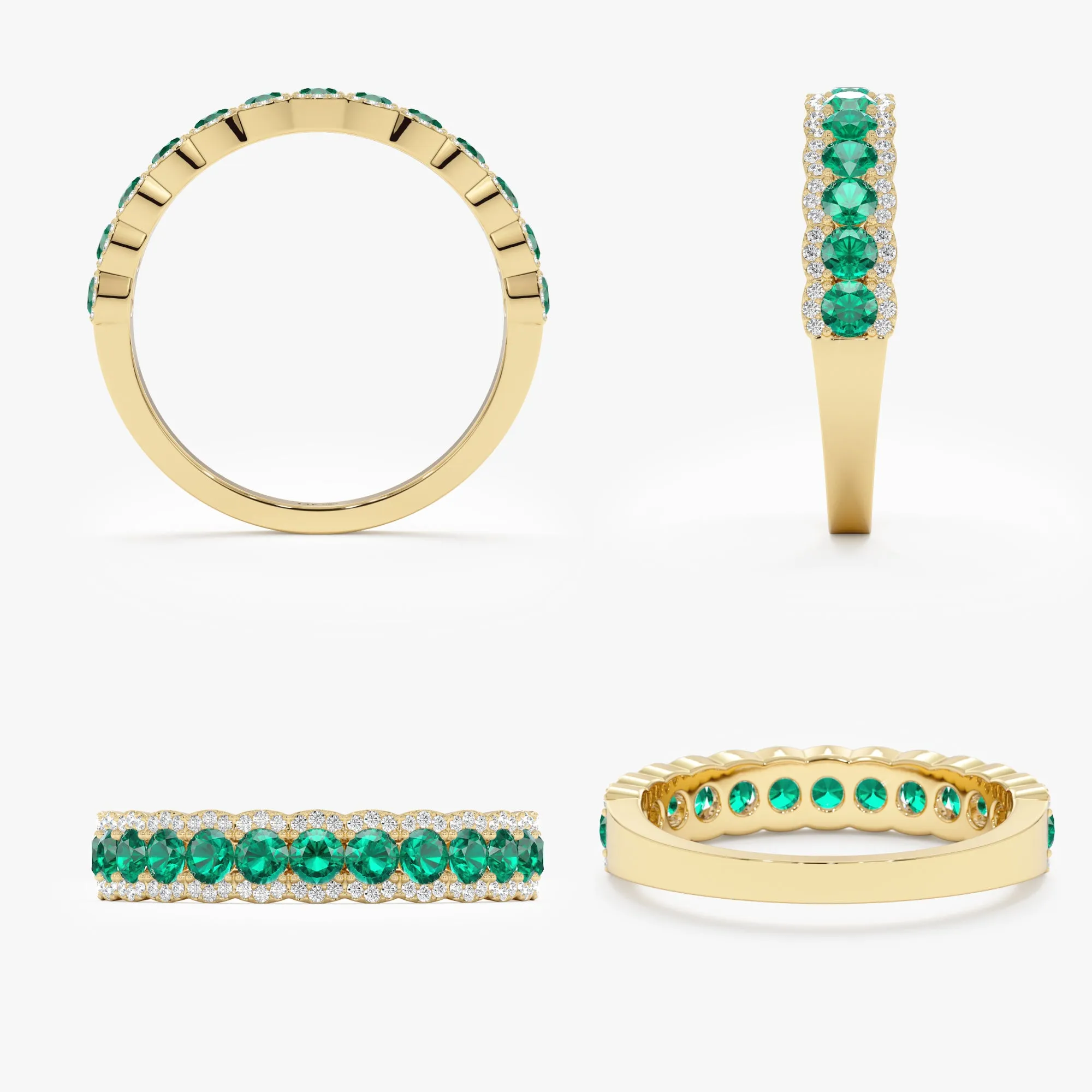 Emerald Diamond Half Eternity Ring, Zelena