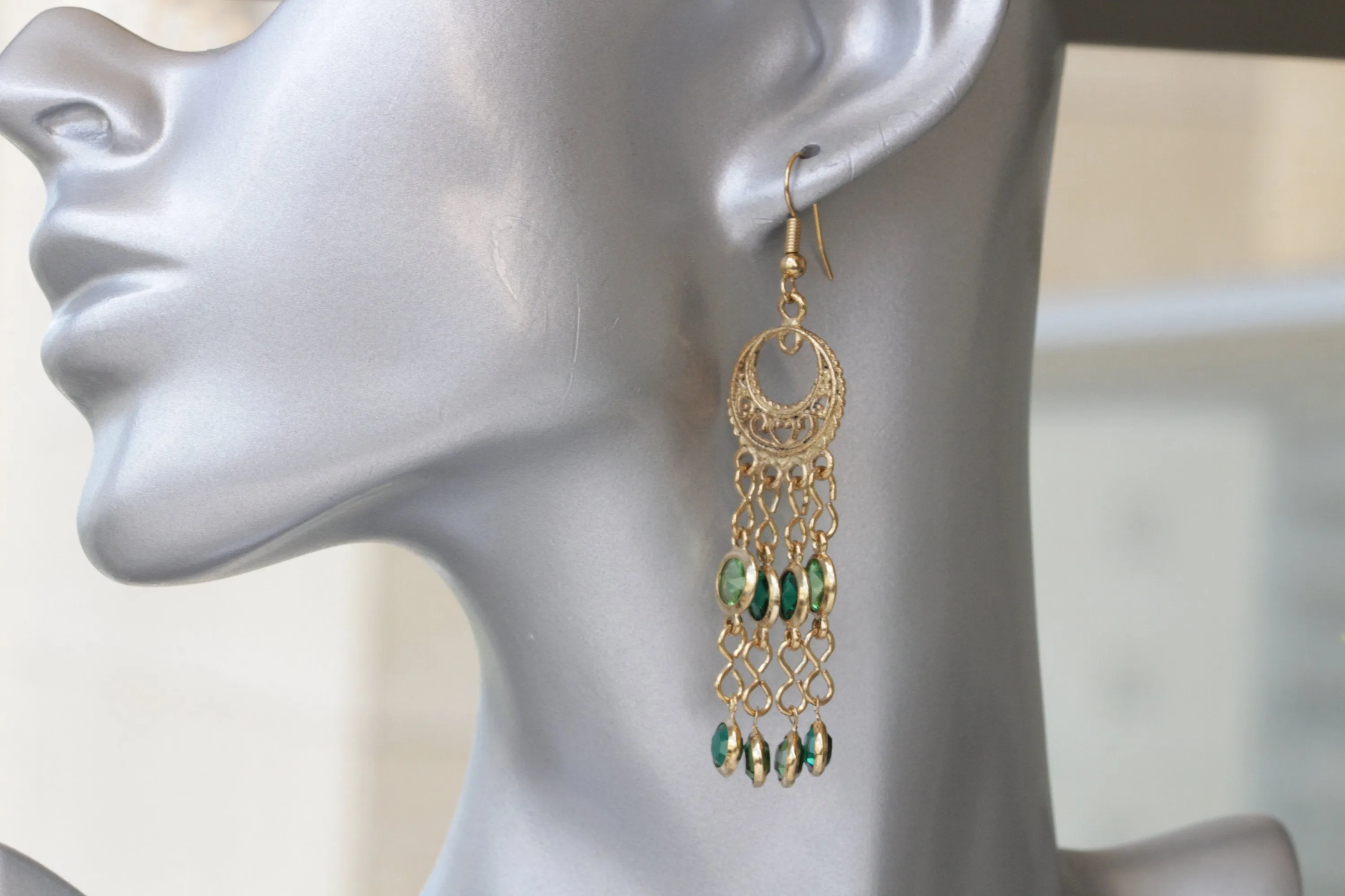 Emerald Fringes Earrings