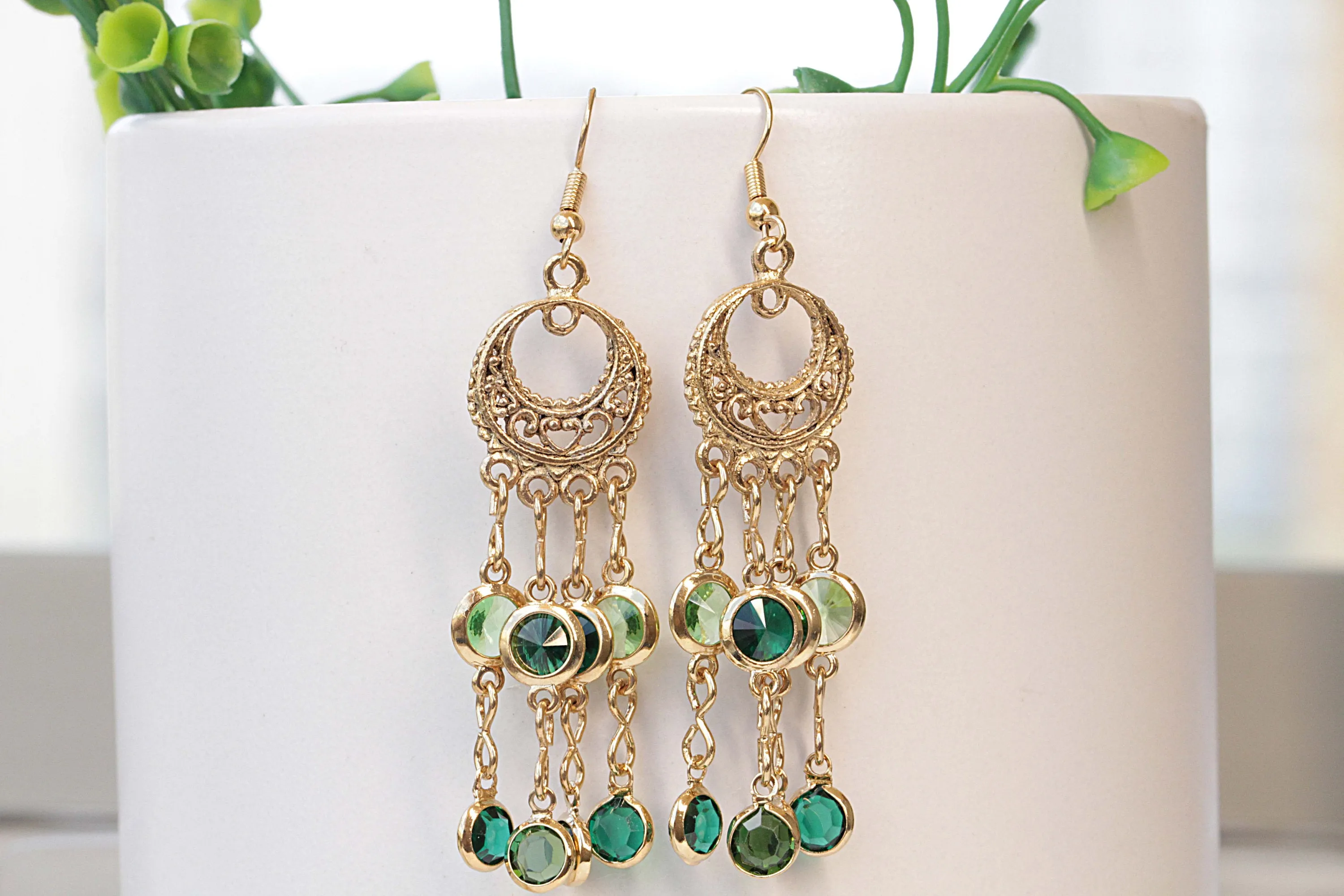 Emerald Fringes Earrings
