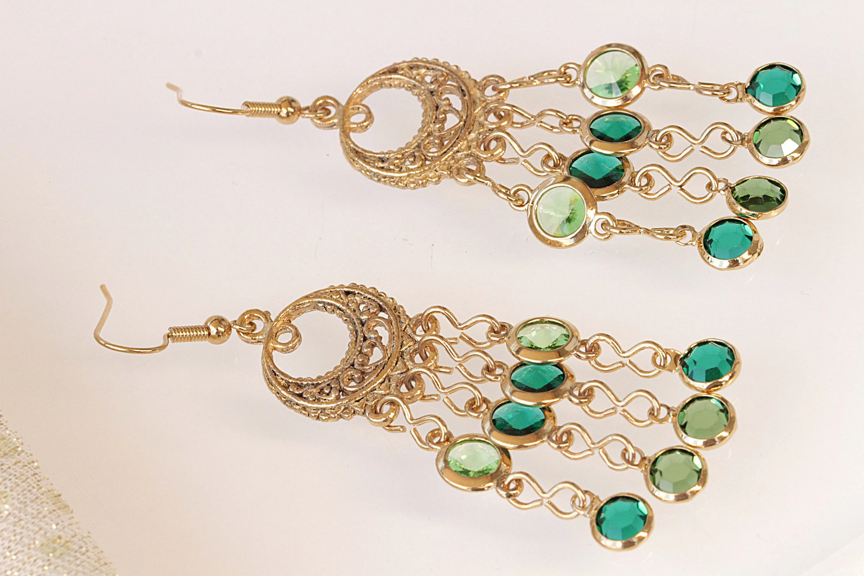 Emerald Fringes Earrings