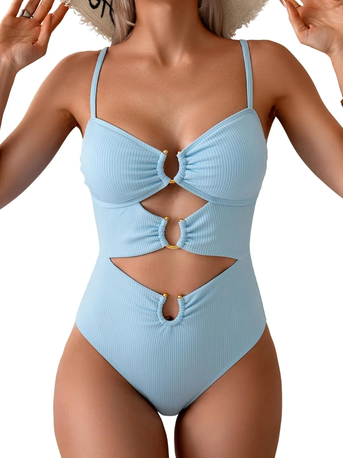 Eomenie One Piece Swimsuit for Women Ring Linked Monokini Sexy Bathing Suit Cutout Swim Suit