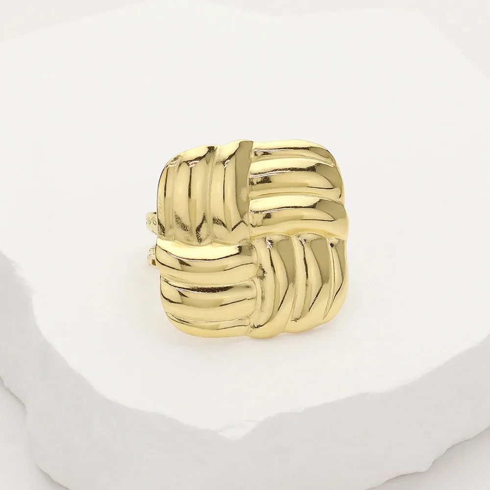 Gilded Texture Square Ring
