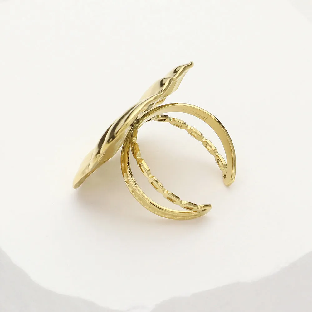 Gilded Texture Square Ring