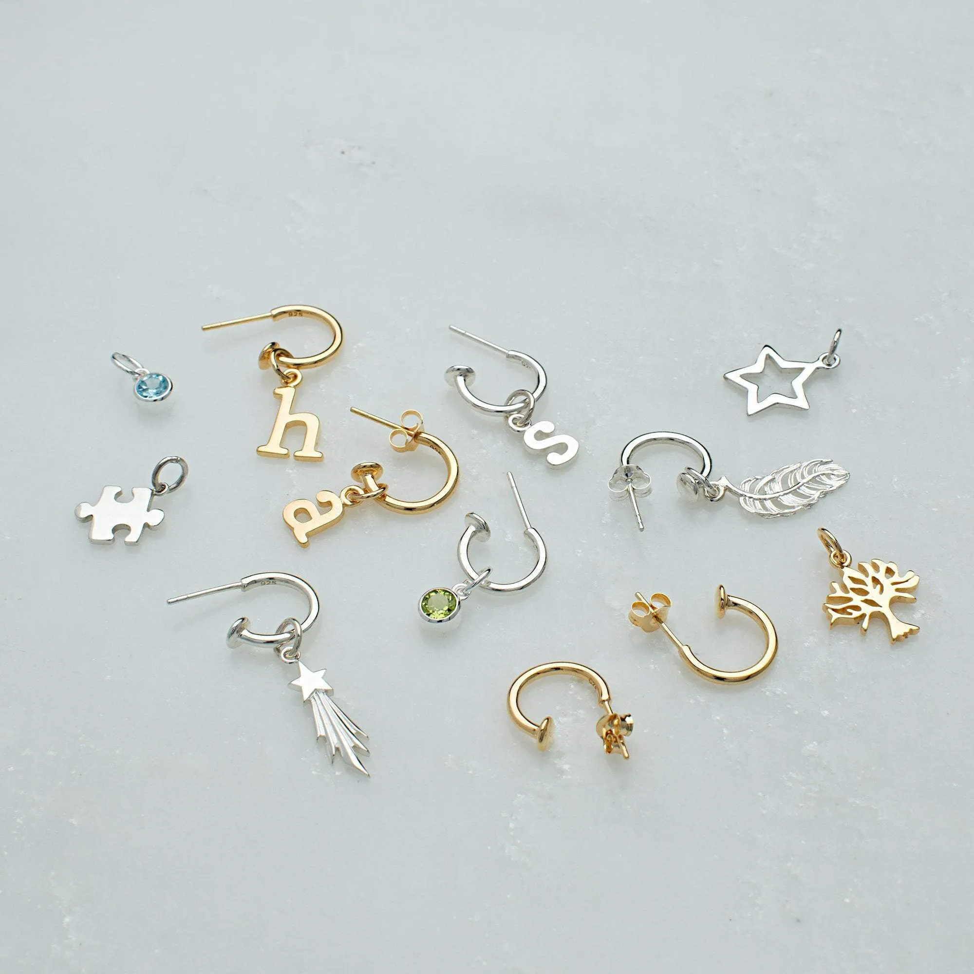 Gold Plated Charm Hoop Earrings