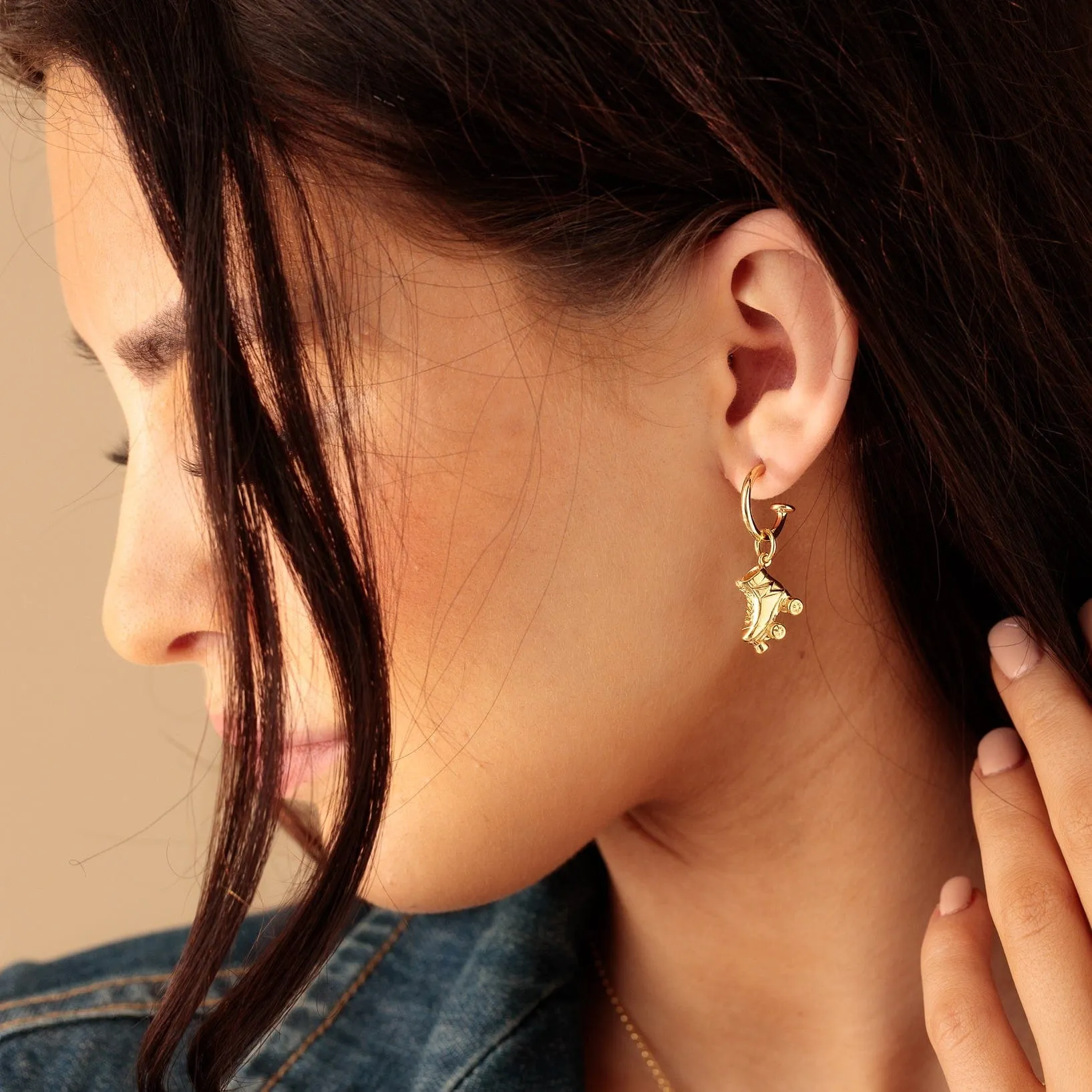 Gold Plated Charm Hoop Earrings