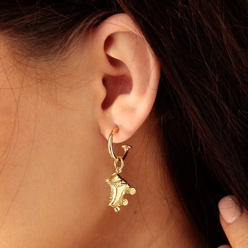 Gold Plated Charm Hoop Earrings