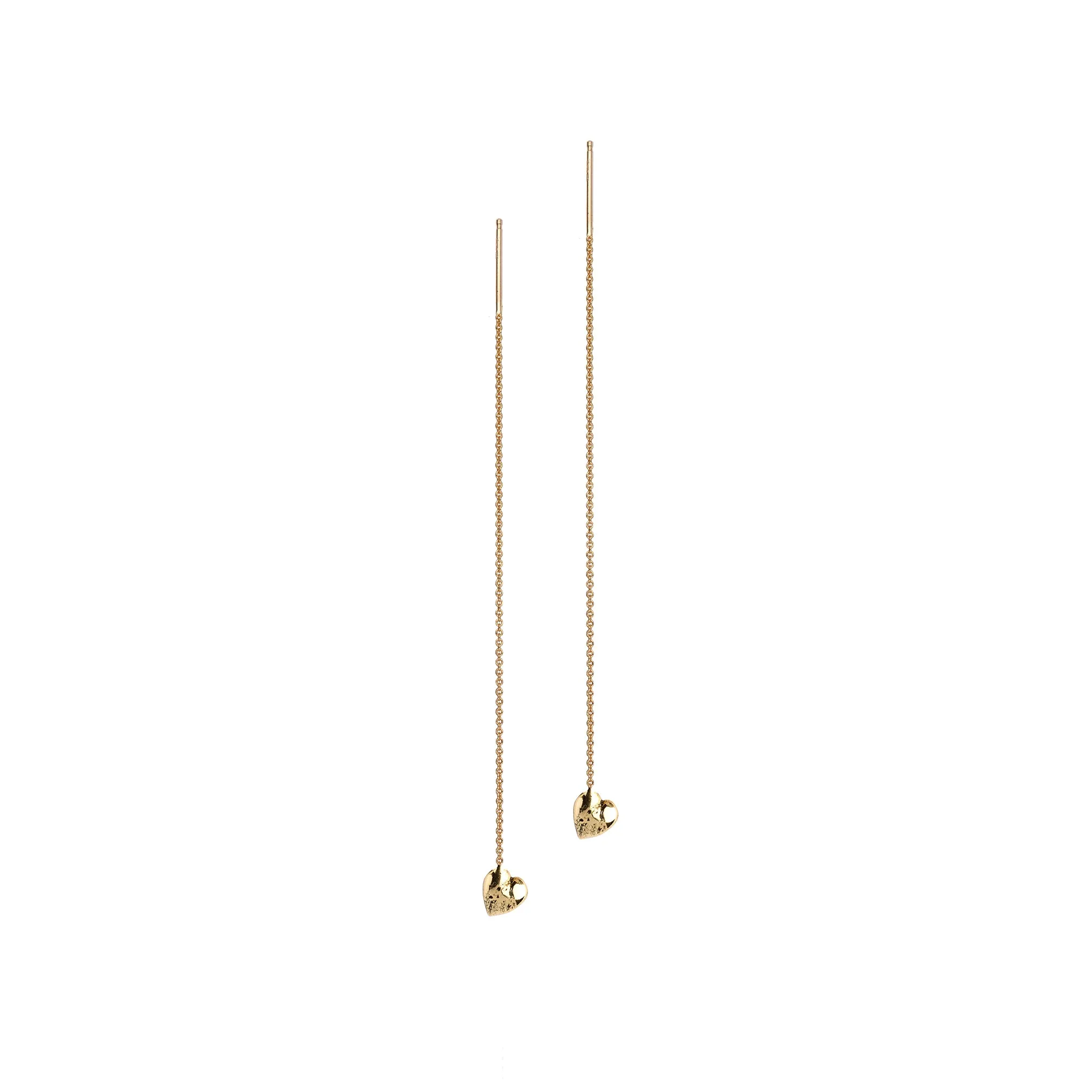 Heart 14K Gold Symbol Thread Through Earring