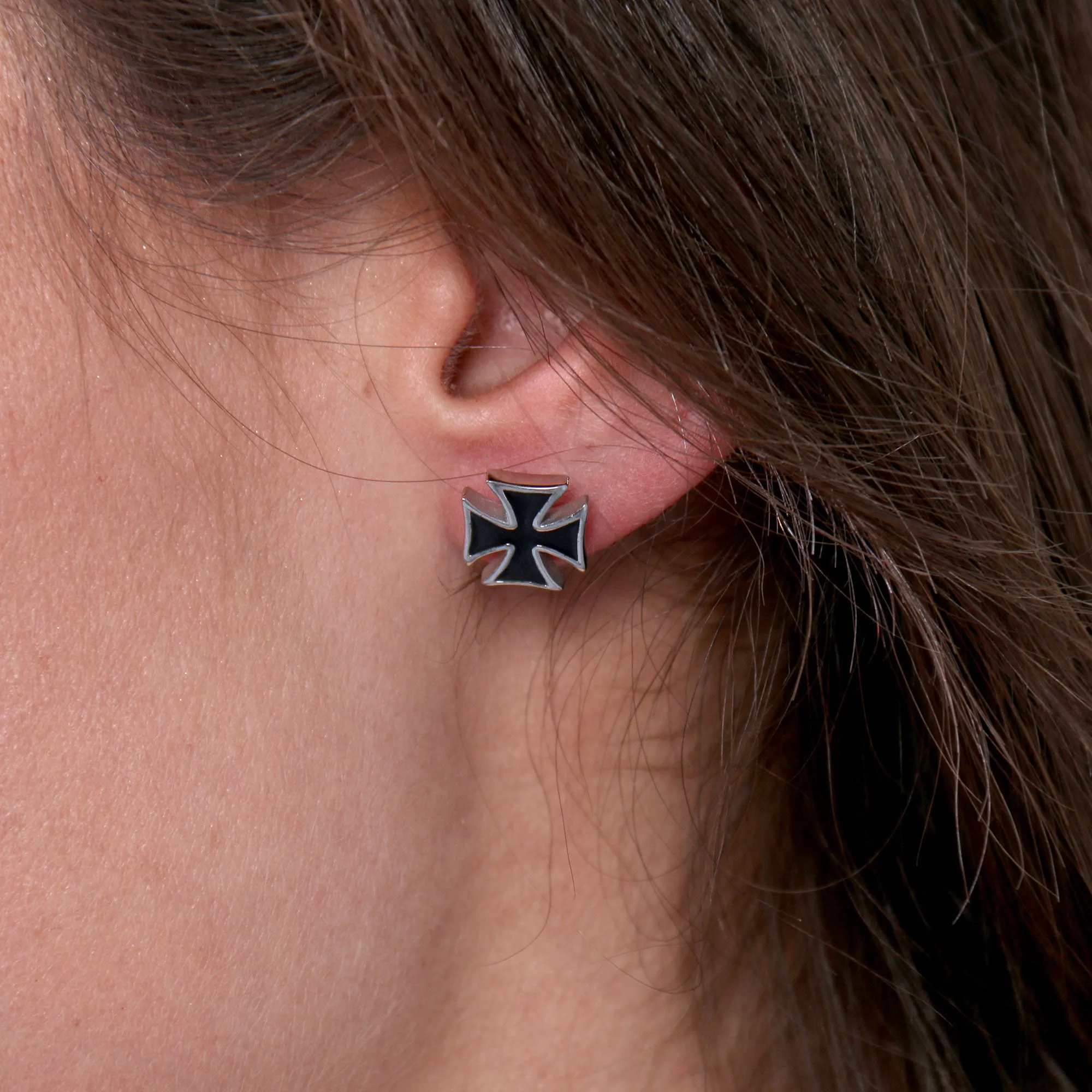 Hot Leathers JWE2103 Iron Cross Post Earrings