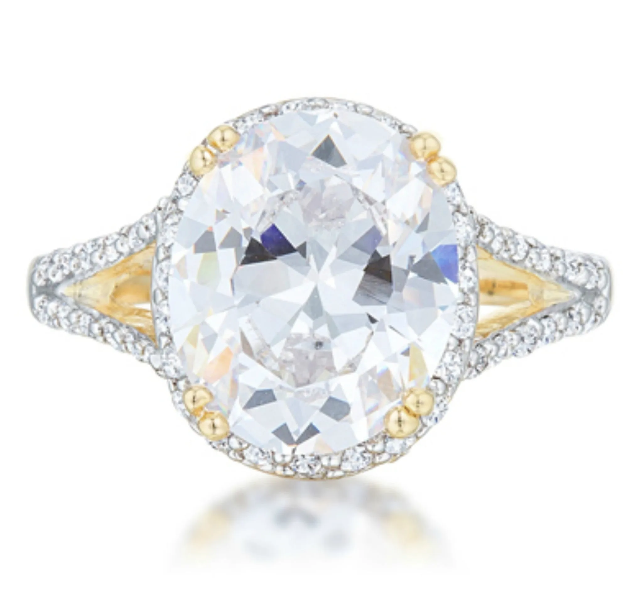 Jasmine Two-Tone Oval Solitaire Engagement Ring | 6ct  | Cubic Zirconia | 18k Gold
