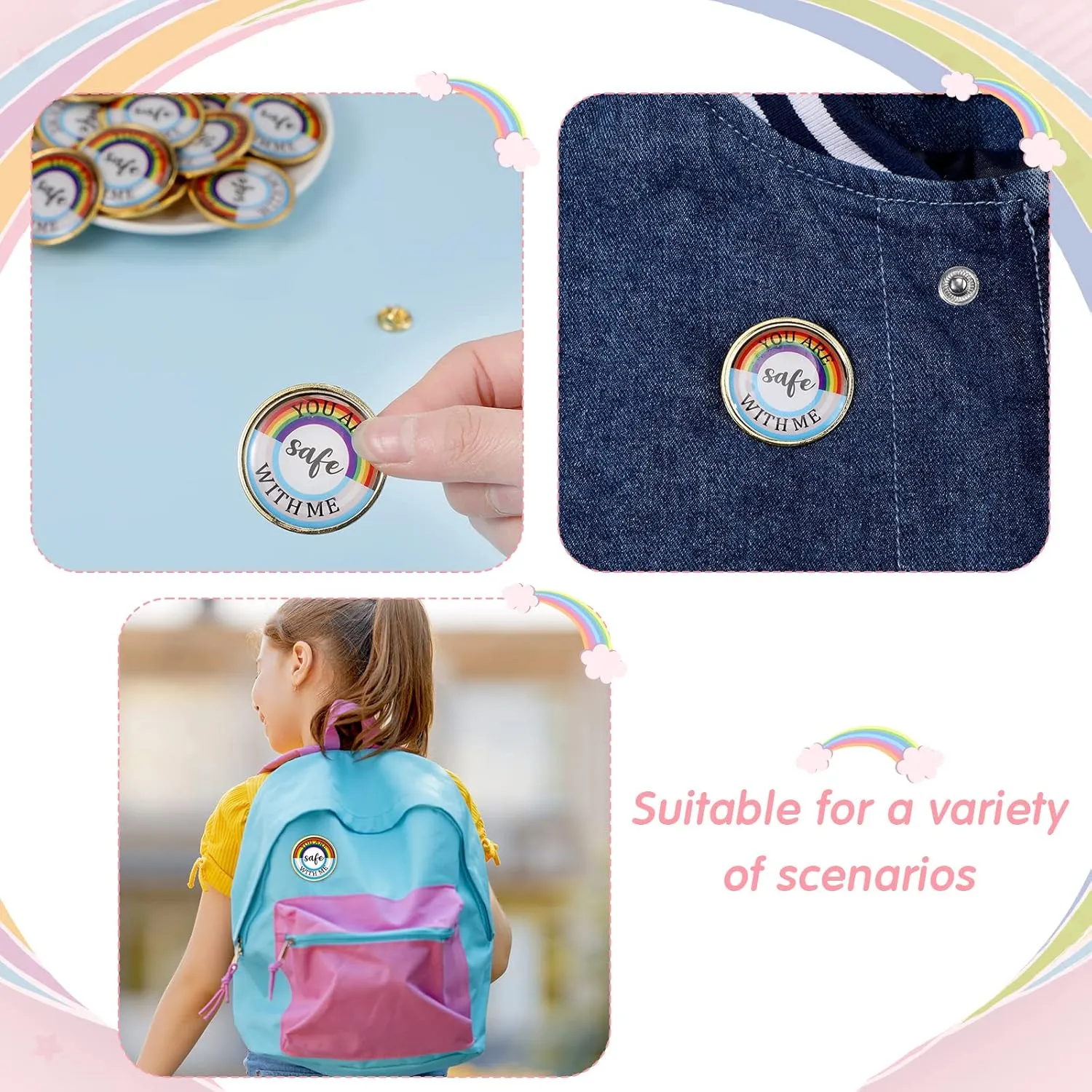 Junkin You Are Safe with Me Enamel Pins Rainbow Lapel Pride Pins LGBTQ Supports Badge Cute Brooch for Nurse Doctor Student Collar Clothing Backpack Bag Hat Decoration