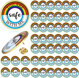 Junkin You Are Safe with Me Enamel Pins Rainbow Lapel Pride Pins LGBTQ Supports Badge Cute Brooch for Nurse Doctor Student Collar Clothing Backpack Bag Hat Decoration