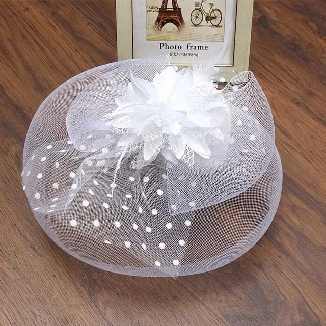 Ladies Elegant Fascinator Hat Flower Hair Accessories Wedding Church Hat Cocktail Feather Headwear