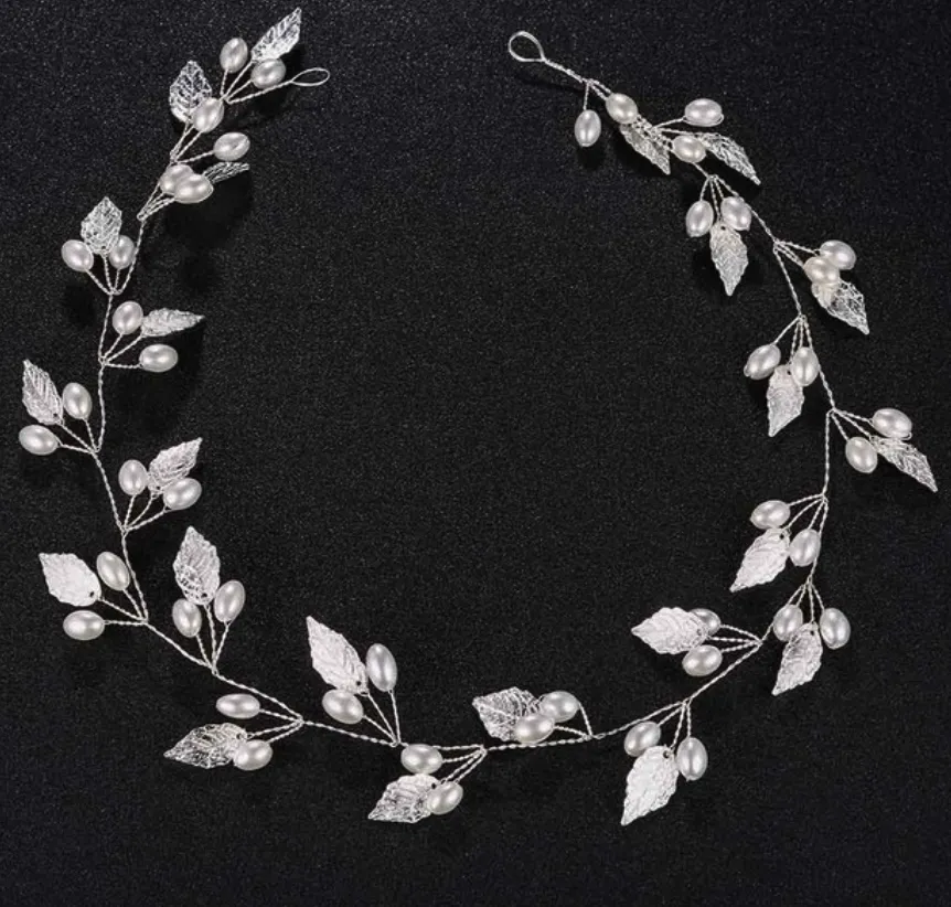 Leaf Hair Jewelry Pearl Tiara Headband Fashion Crown Bridal Wedding Accessory