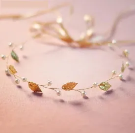 Leaf Hair Jewelry Pearl Tiara Headband Fashion Crown Bridal Wedding Accessory