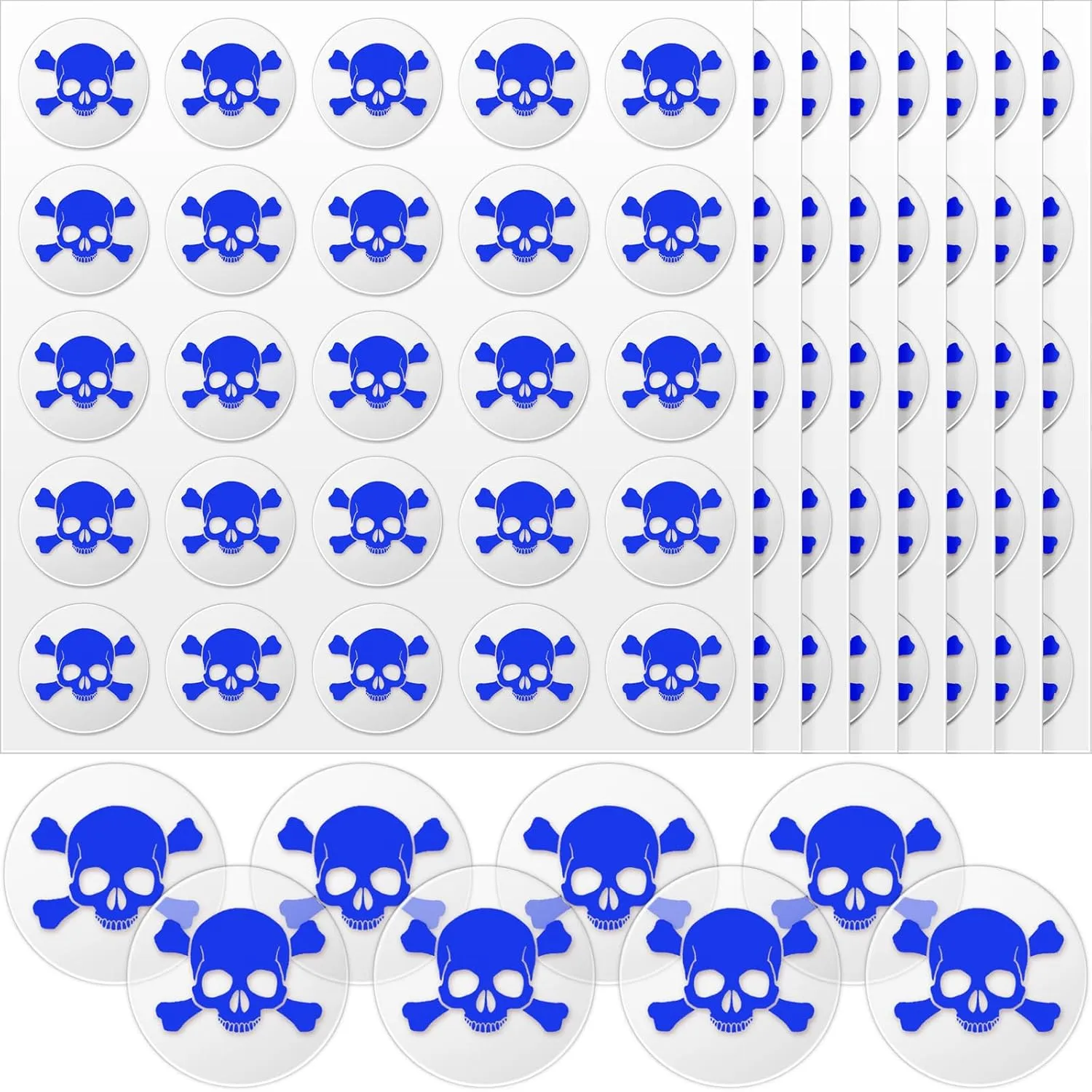 Leinuosen Skull Helmet Award Decals Youth Football Baseball Helmet Stickers 1-1/8'' Vinyl Stickers Self Adhesive Hockey Lacrosse(Clear Print Blue,8 Sheets)