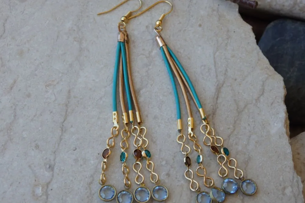 Long Leather Rebeka Dangle Earrings