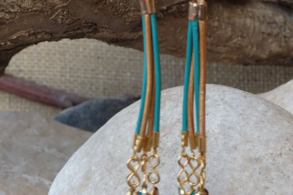 Long Leather Rebeka Dangle Earrings