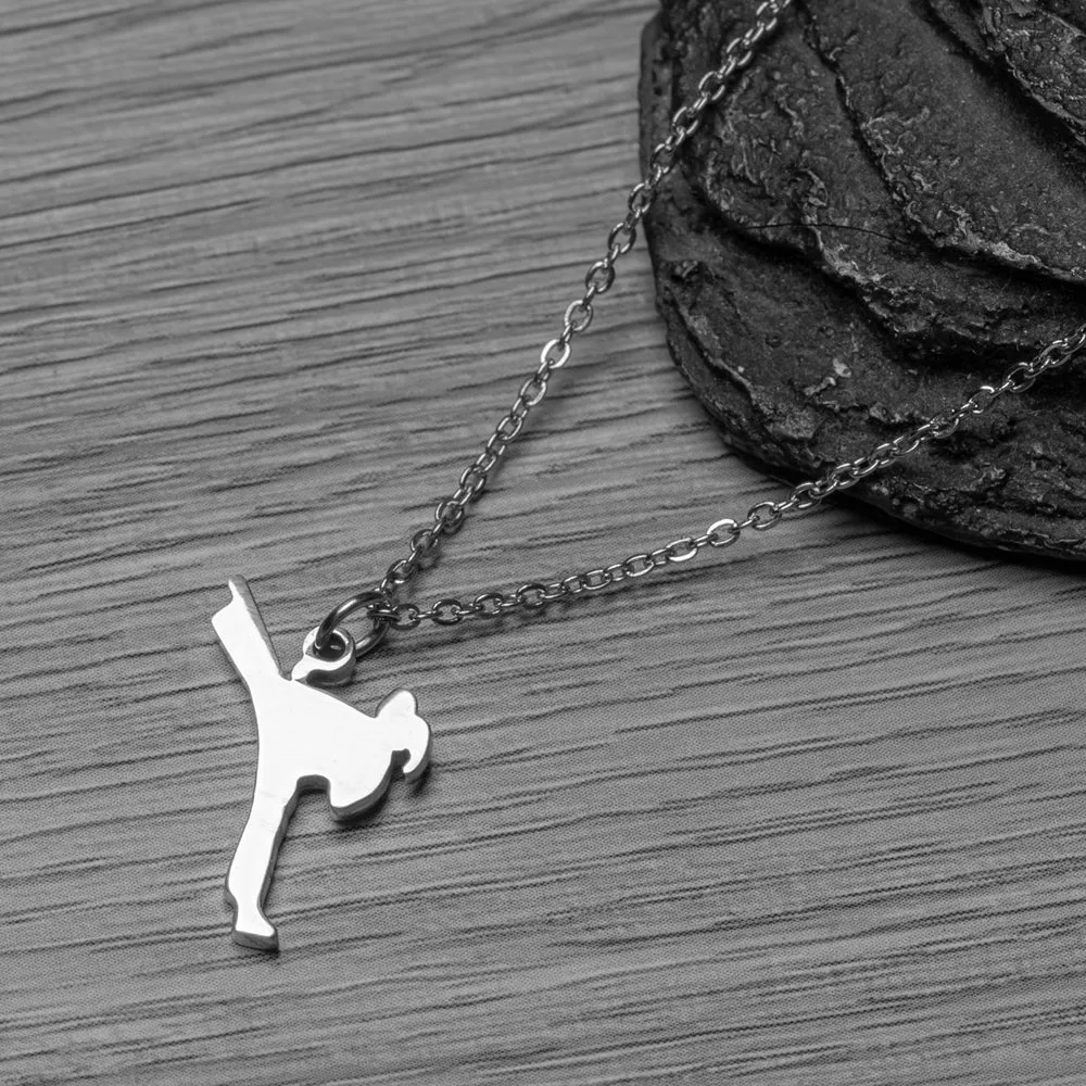Martial Arts Girl Stainless Steel Necklace