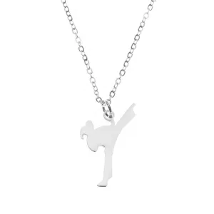 Martial Arts Girl Stainless Steel Necklace