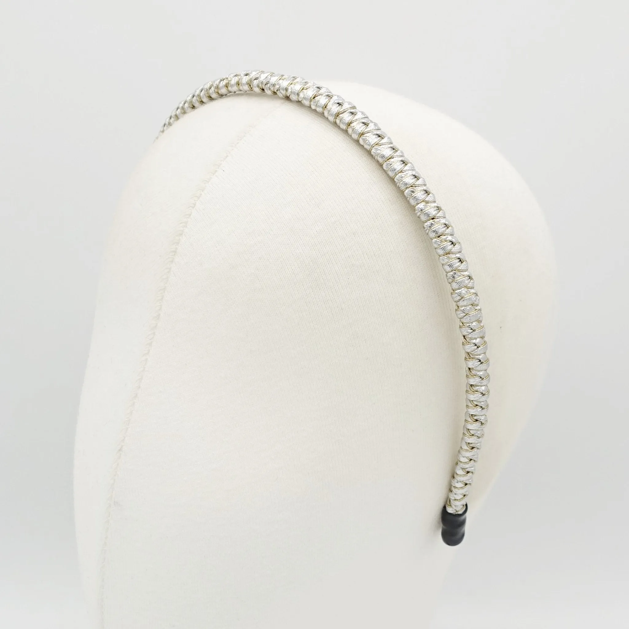 metallic faux leather braided headband thin wrap hairband simple women hair accessory