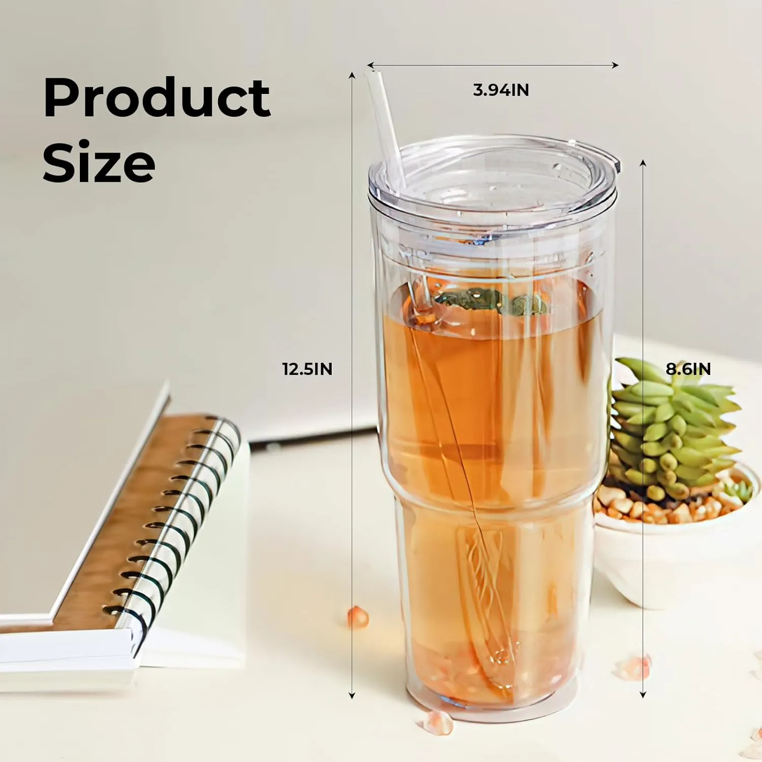 MEWAY 30oz/4 pcs Classic Insulated Tumblers,Double Wall Acrylic Tumbler with LidReusable Plastic Insulated Tumblers with Strawfor cold drinks, sand ice, whatever you like(transparent,4 pack)
