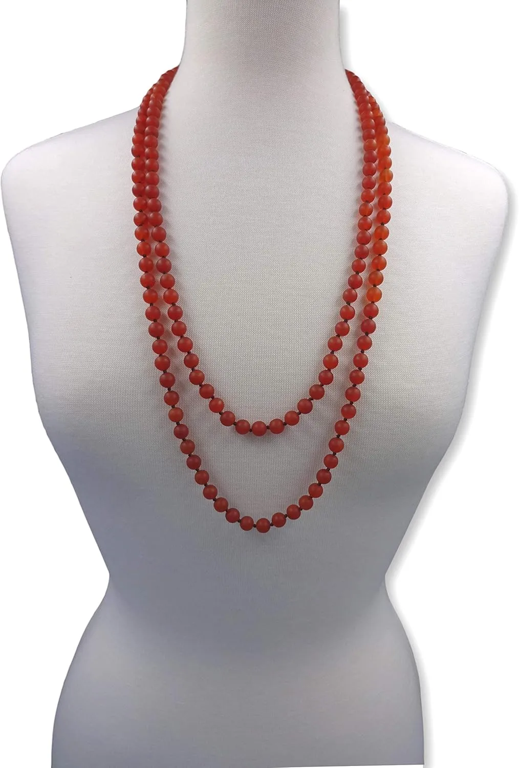 MGR MY GEMS ROCK! 8MM 60 Inch Matte-Finish Genuine Semi-Precious Stone Endless Infinity Opera Length Hand Beaded Mala Chakra Long OR Multi-Strand Multi-wrap Necklace for Women or Men.