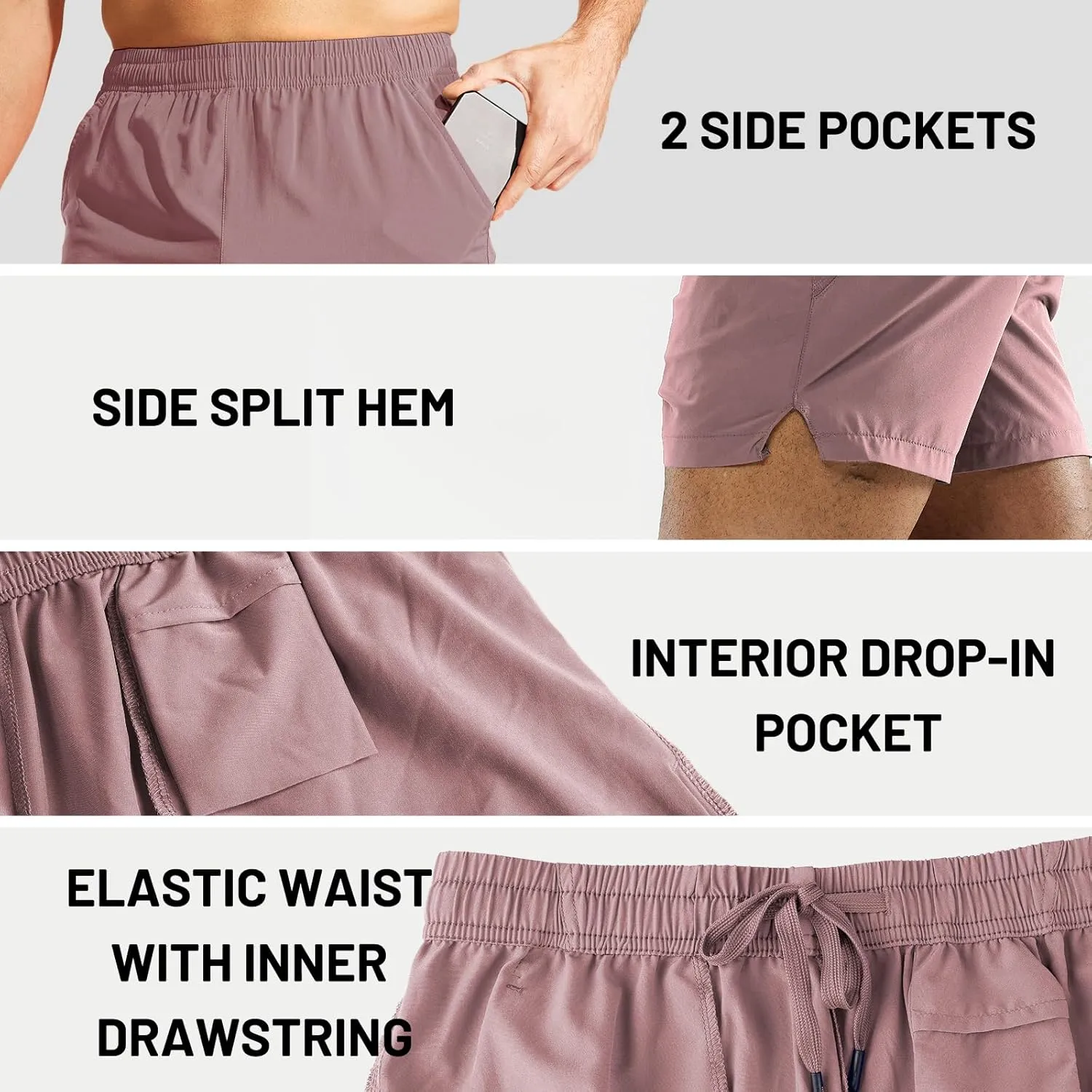 MIER Men's Workout Running Shorts Quick Dry Active 5 Inches Shorts with Pockets, Lightweight, Breathable