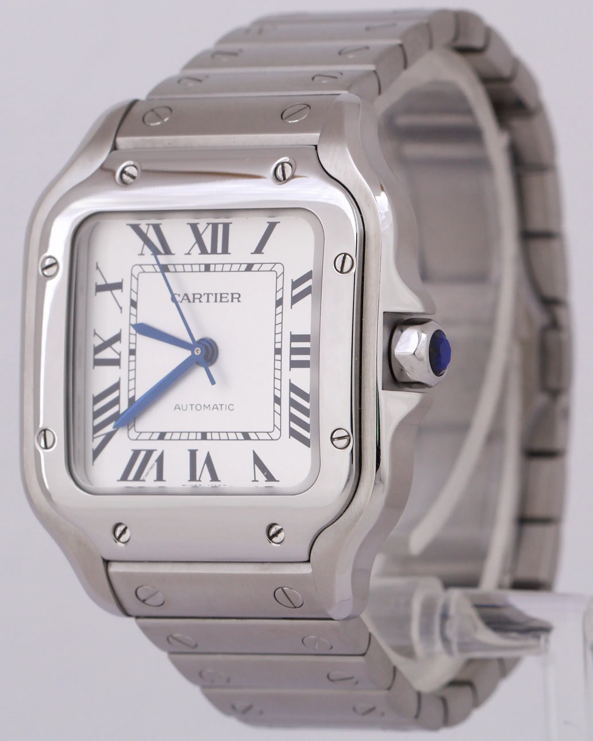 MINT Cartier Santos Mid-Size 35mm WHITE Roman Stainless Steel WSSA0029 4075