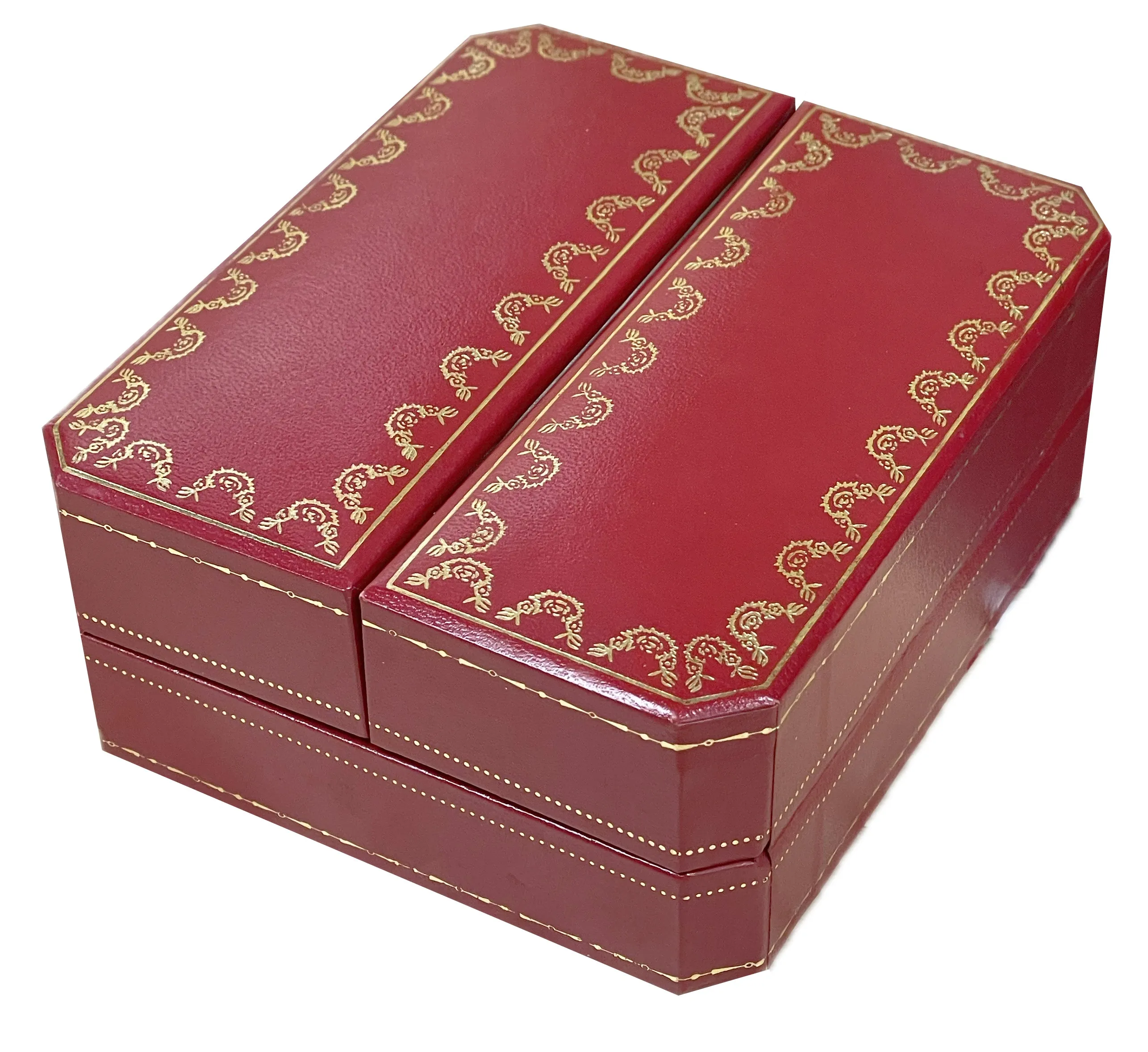 MINT Ladies Cartier Santos Automatique BURGUNDY RED 18K Two-Tone 24mm 0902 BOX