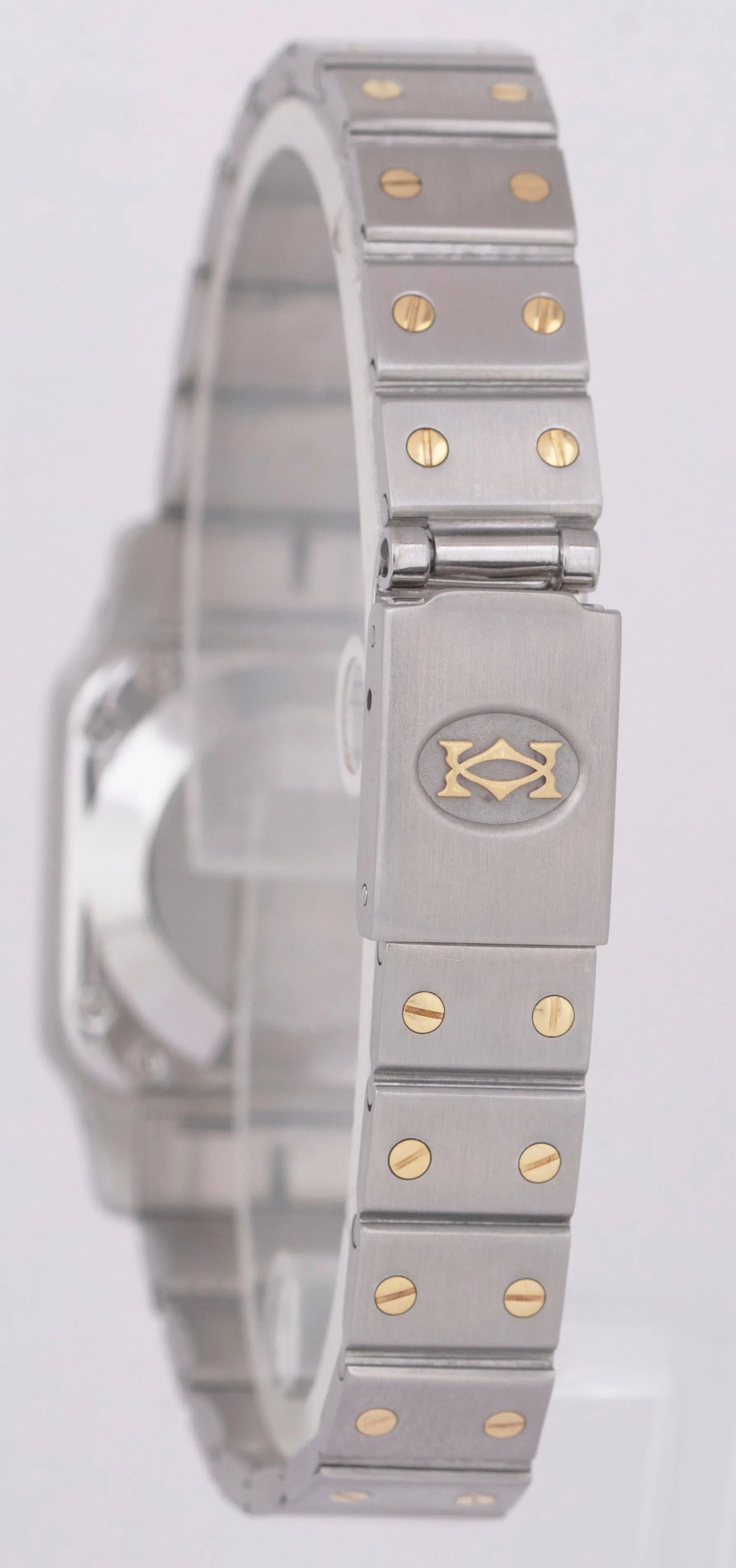 MINT Ladies Cartier Santos Automatique BURGUNDY RED 18K Two-Tone 24mm 0902 BOX