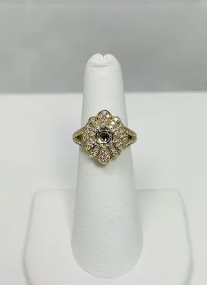 New! 14k Yellow Gold Natural Diamond Ring Mount